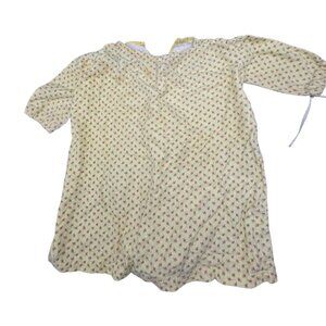 Vintage Childrens Yellow Floral Nightgown With Drawstring Sleeves 24 Months READ